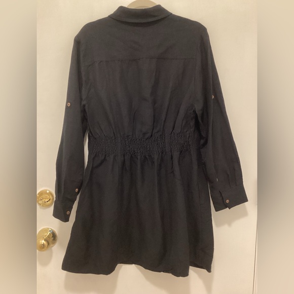 Soft Surroundings Linen Blend Shirt Dress. color Black. Size 1x. - Picture 3 of 5